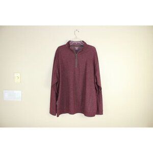 Roundtree & Yorke Burgundy Half Zip Pullover Fleece Long‎ Sleeve Sweater  2XB